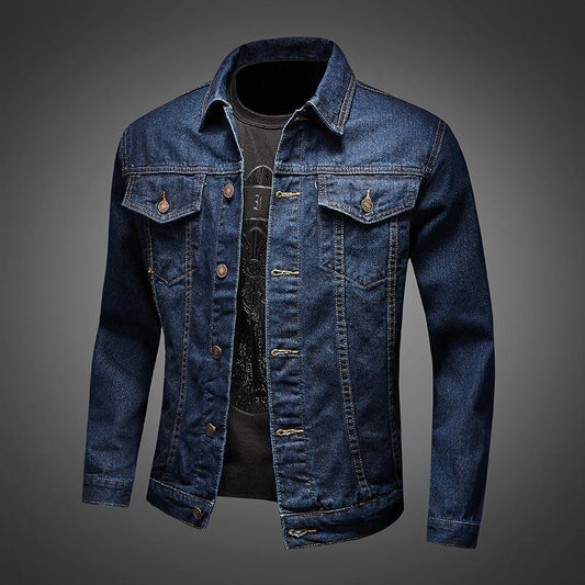 Blue Vintage Denim Jacket Men's Casual