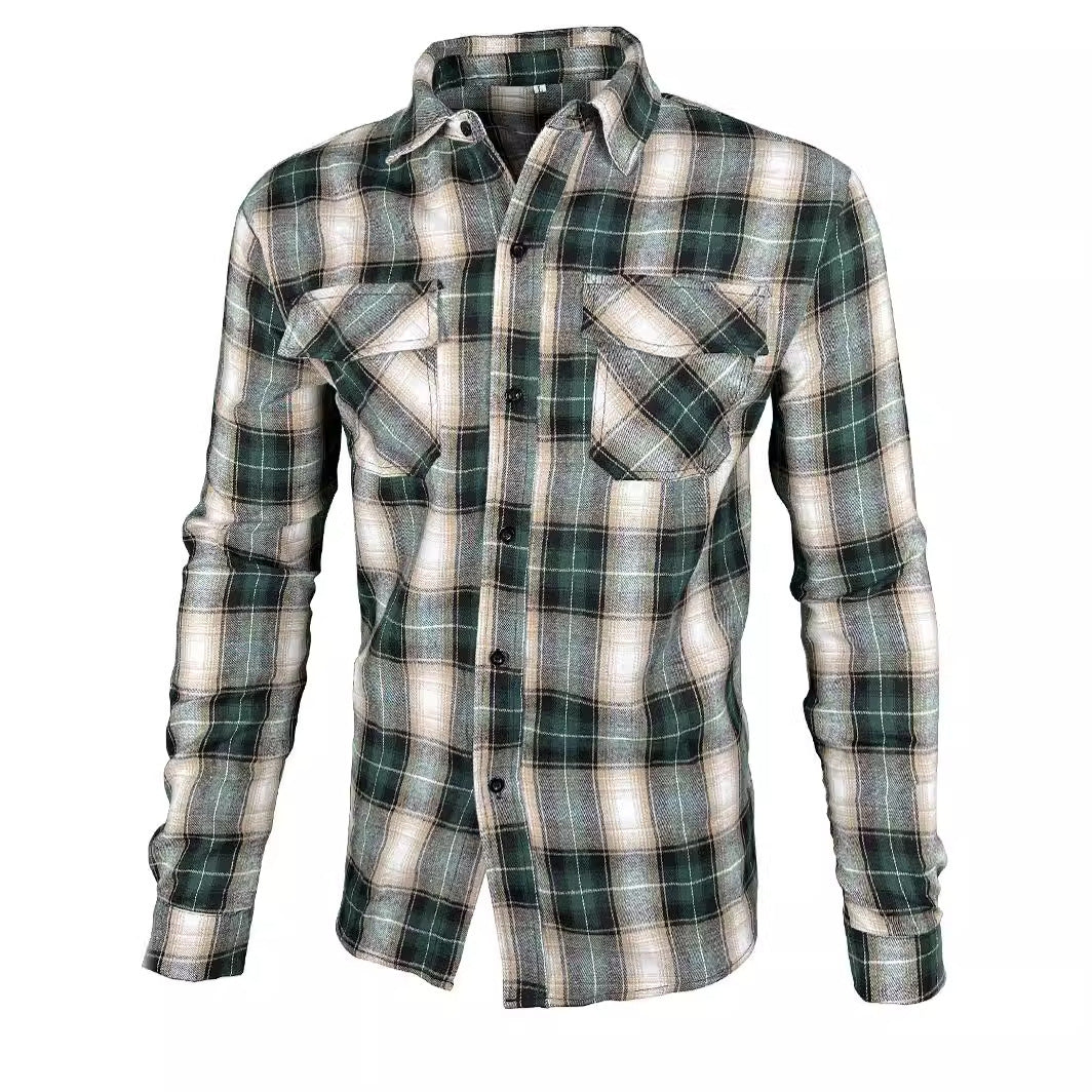 Cool Long Sleeve Lapel Shirt Fashion Plaid