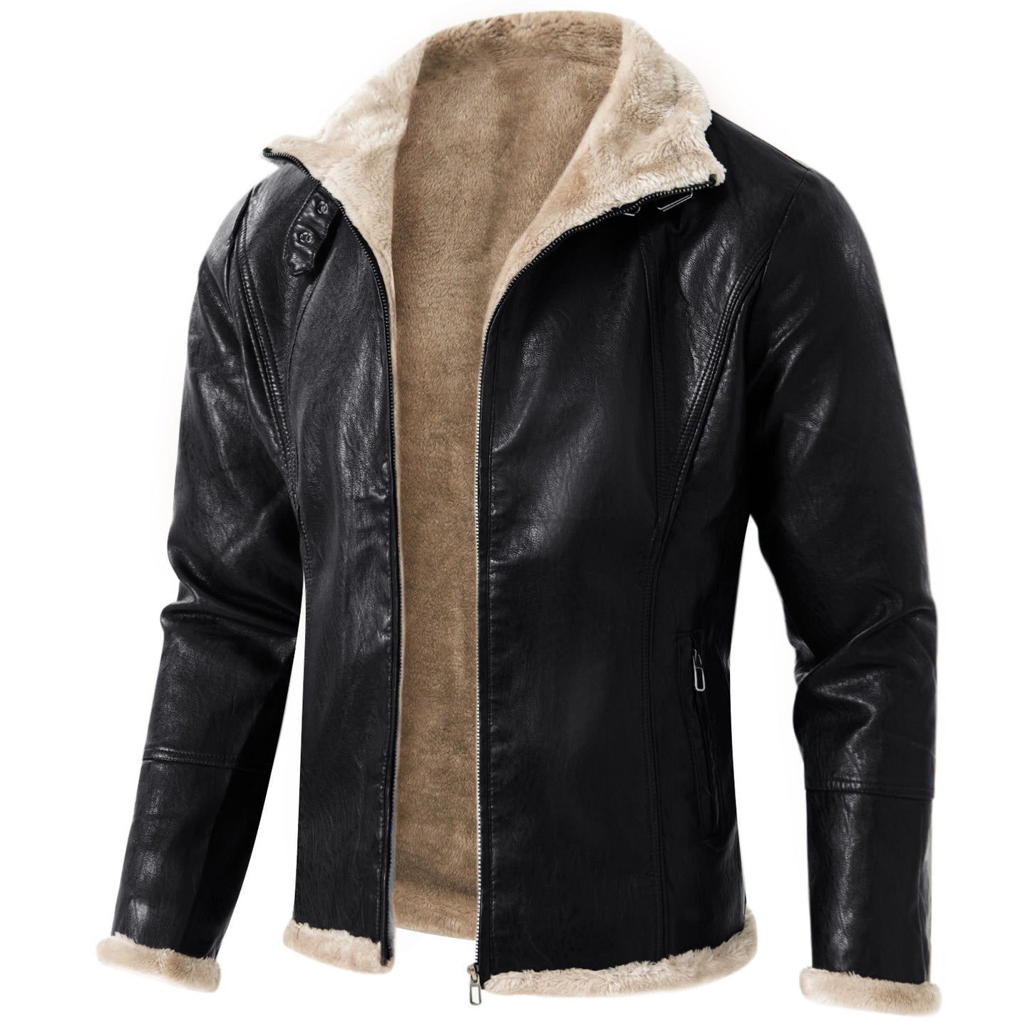 PU Leather Men's Coat Winter Warm