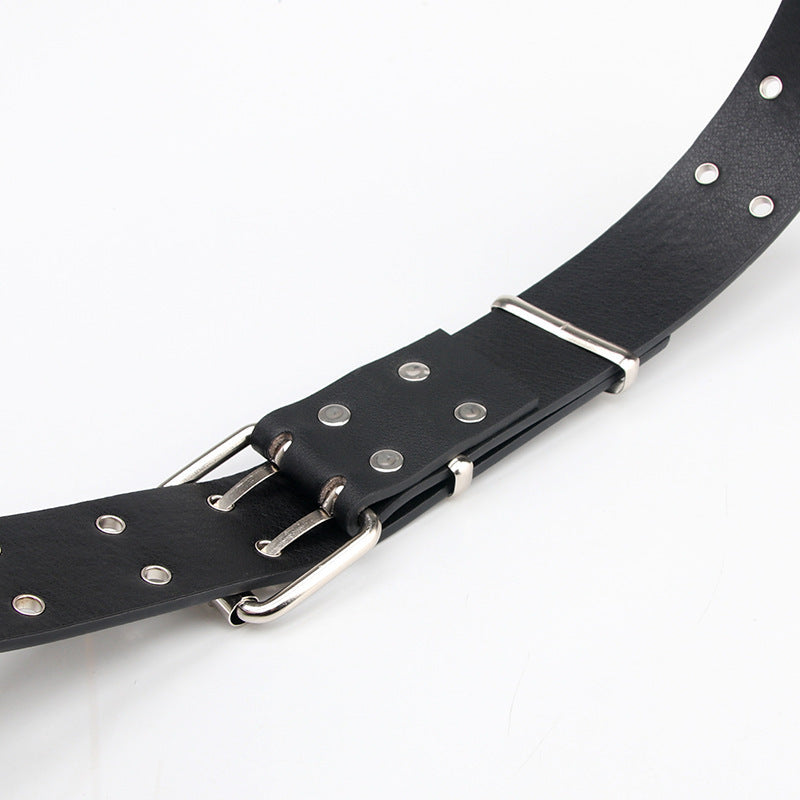 Women's Fashion All-match Casual Star Double Row Air Hole Belt