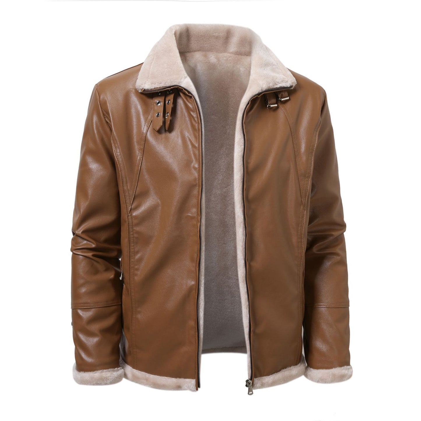 PU Leather Men's Coat Winter Warm