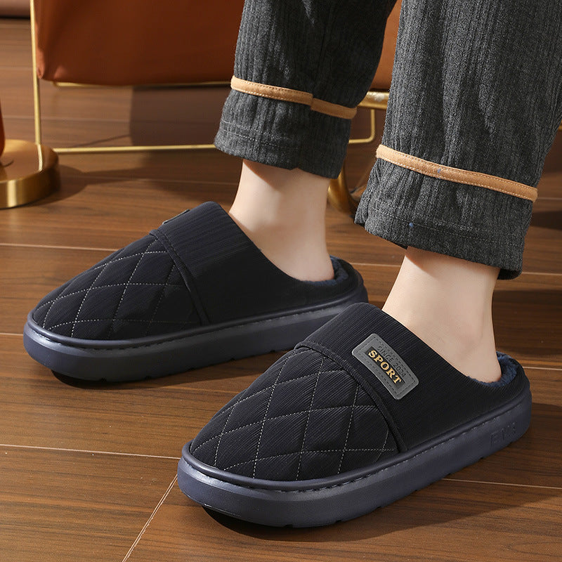 Men's Home Slippers Winter Warm Plush House Shoes Indoor Non-slip Floor Bedroom Slipper Casual All-match Shoes