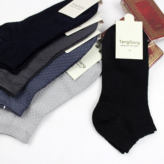 Bamboo Fiber Casual Men's Low Cut Short Four Seasons Socks