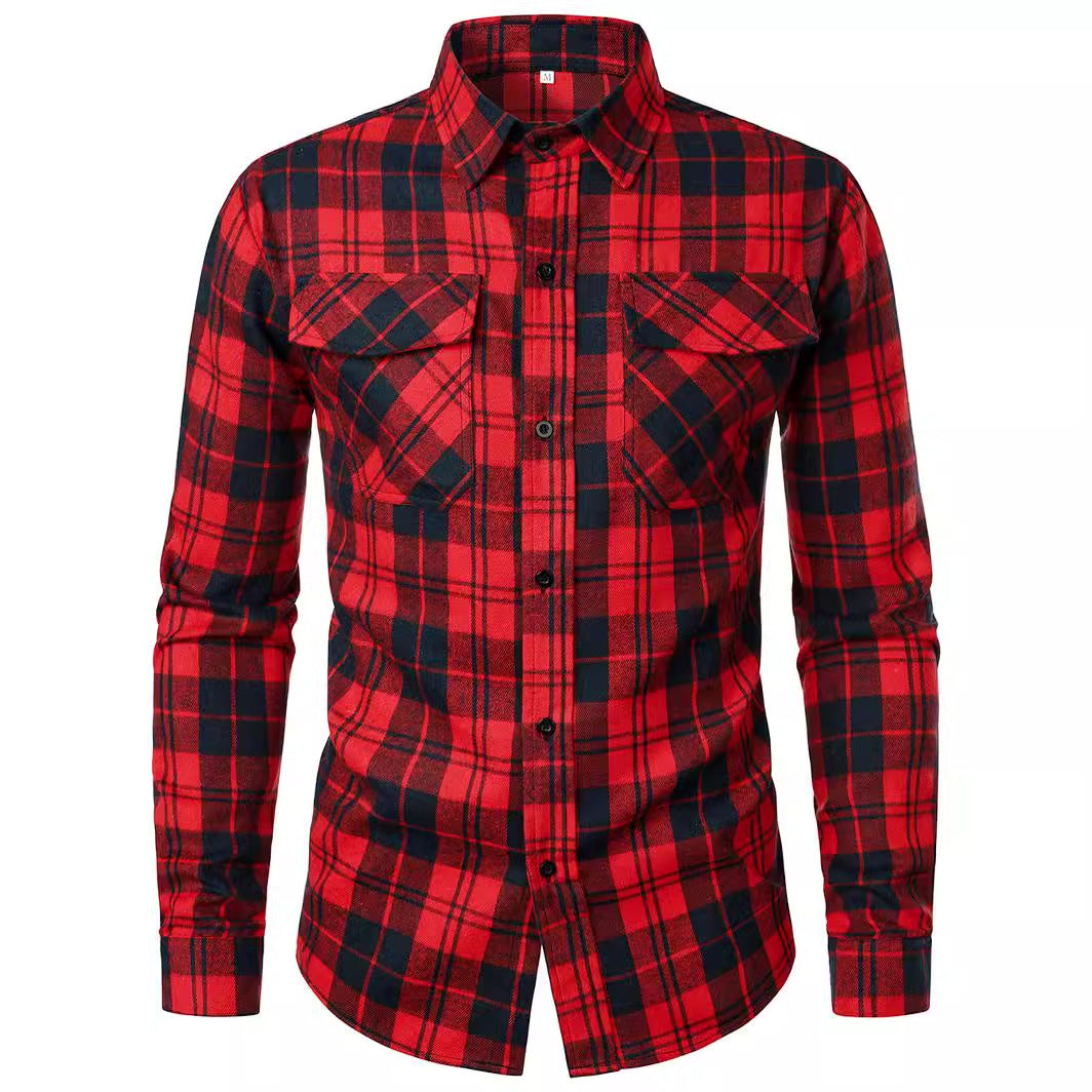 Cool Long Sleeve Lapel Shirt Fashion Plaid